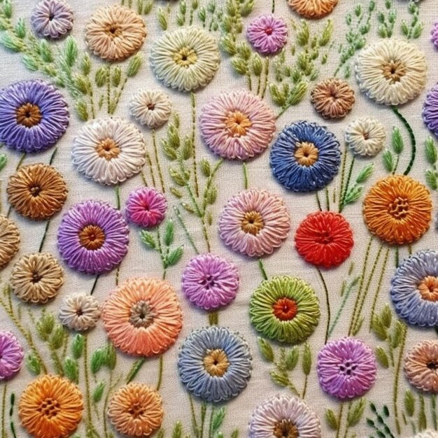 haftowana tkanina z wzorem